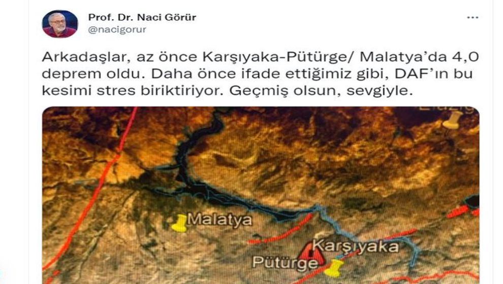 Deprem Uzmanı Görür, “Fayın bu kesimi stres biriktiriyor”