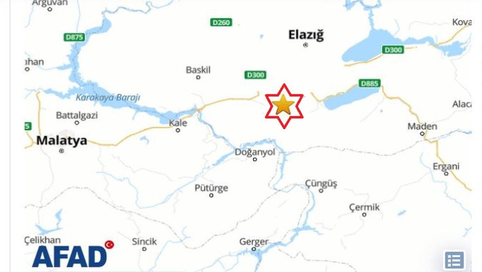 Elazığ’da 4.9 büyüklüğünde deprem