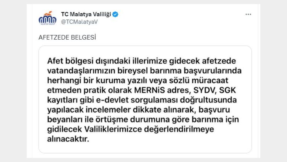 Afetzede Belgesi uyarısı yapıldı