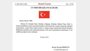 Darende'de 6 Mahallede Acele Kamulaştırma Kararı 