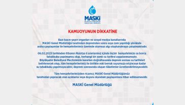 MASKİ, "Depremden sonra fatura yok, zam yapılmadı"