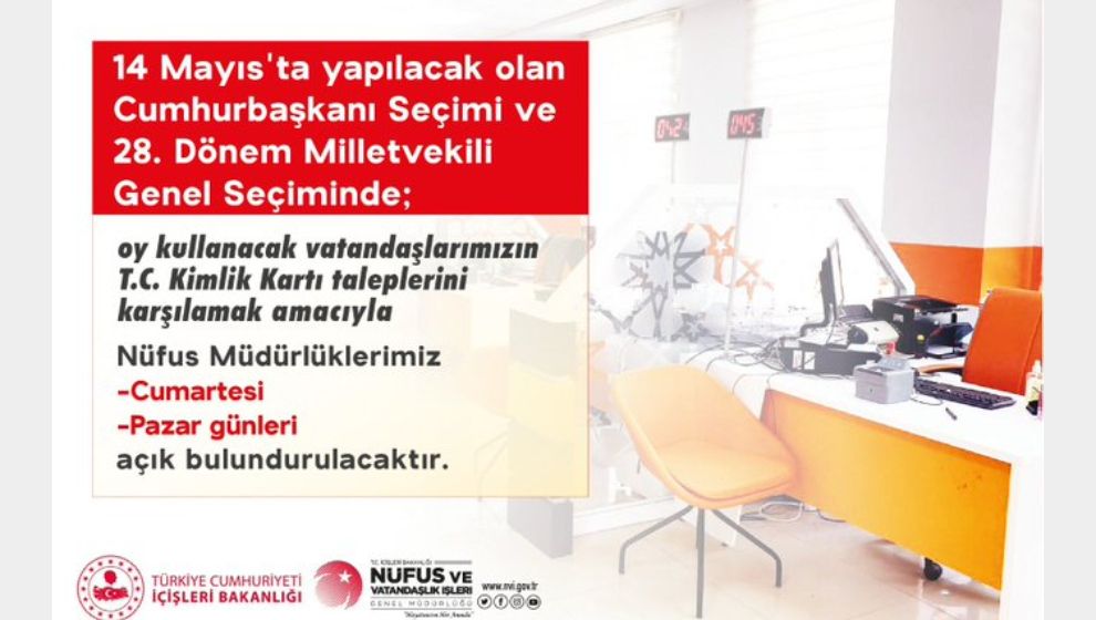 Nüfus Müdürlükleri Seçim Mesaisi Yapacak