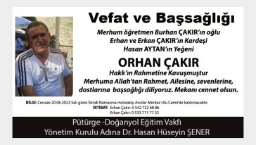 Vefat ve Başsağlığı (Orhan ÇAKIR) 