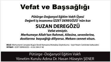 Vefat ve Başsağlığı (SUZAN DEREGÖZÜ)