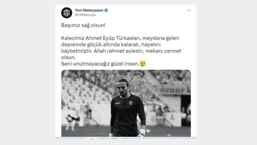 Yeni Malatyaspor  depremde ölen futbolcunu parasını halen ödememiş