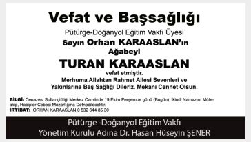 Vefat ve Başsağlığı (Turan Karaaslan) 