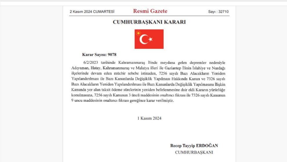 Deprem Bölgesindeki Vergi Borçları İçin Yeni Karar