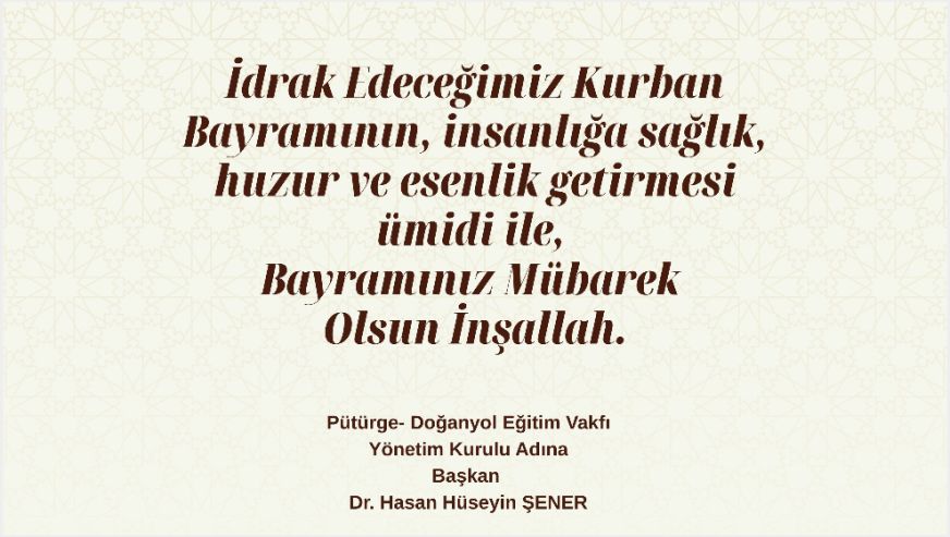 Kurban Bayramı Tebriği