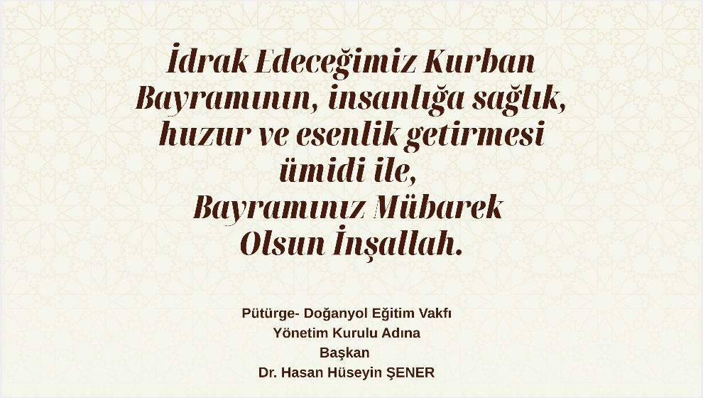 Kurban Bayramı Tebriği
