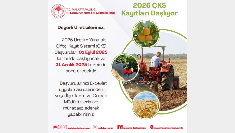 Çiftçi Kayıt Sistemi (ÇKS) başvurularının 1 Eylül'de Başlıyor