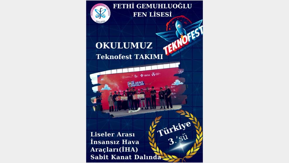 Malatya Fethi Gemuhluoğlu Fen Lisesi'nden TEKNOFEST Başarısı