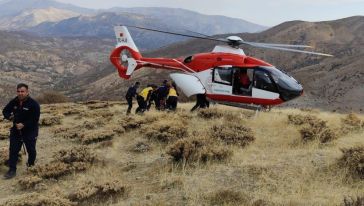 Uçurumdan kurtarılan yaralı helikopterle hastaneye kaldırıldı 