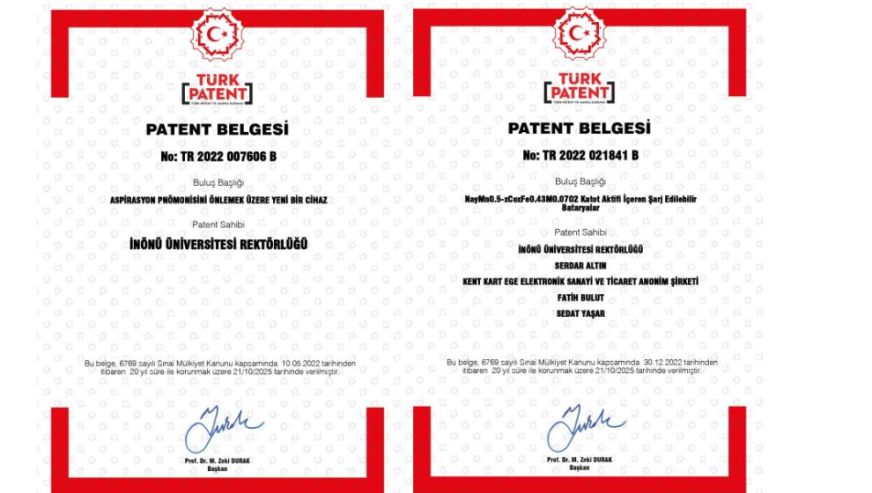 Malatya'da bilimsel başarı: İnönü Üniversitesi iki patent aldı